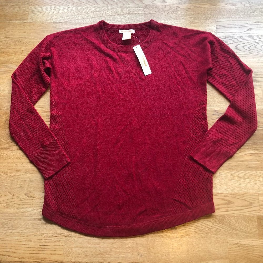 Sweet Romeo Red Knit Sweater Mesh Detail Size Small NWT